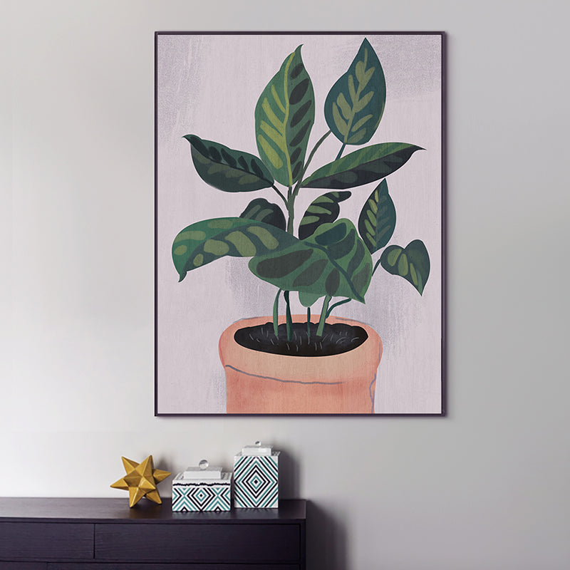 Nordic Potted Plant Art Print Canvas Textured Green Wall Decor for House Interior Clearhalo 'Art Gallery' 'Canvas Art' 'Contemporary Art Gallery' 'Modern' Arts' 1948558