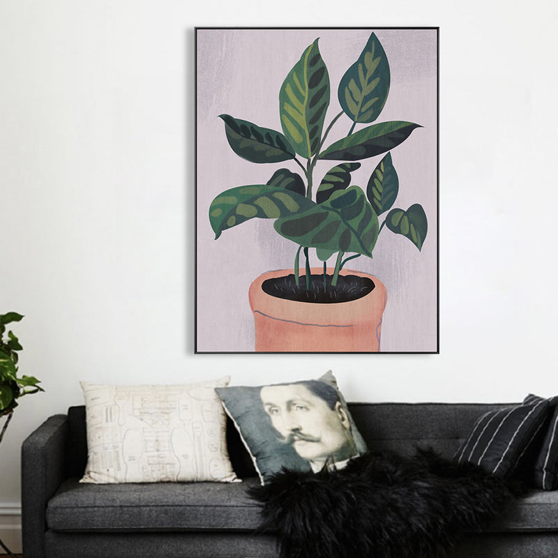 Nordic Potted Plant Art Print Canvas Textured Green Wall Decor for House Interior Clearhalo 'Art Gallery' 'Canvas Art' 'Contemporary Art Gallery' 'Modern' Arts' 1948559