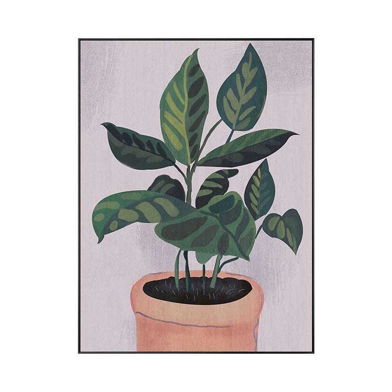 Nordic Potted Plant Art Print Canvas Textured Green Wall Decor for House Interior Clearhalo 'Art Gallery' 'Canvas Art' 'Contemporary Art Gallery' 'Modern' Arts' 1948560