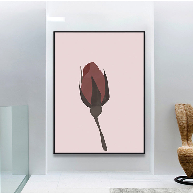 Red Drawing Print Flowerbud Canvas Print Textured Wall Art Decor for Girls Bedroom Clearhalo 'Art Gallery' 'Canvas Art' 'Contemporary Art Gallery' 'Modern' Arts' 1948567