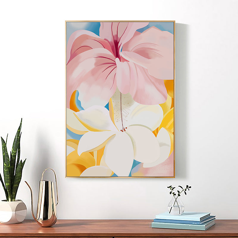 Trendy Blossoming Flower Wall Art Girls Room Canvas in Pink, Multiple Sizes Available Clearhalo 'Art Gallery' 'Canvas Art' 'Contemporary Art Gallery' 'Modern' Arts' 1948575