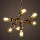 Warehouse Water Pipe Hanging Lamp 7 Lights Iron Chandelier Lighting in Rust for Bistro Clearhalo 'Cast Iron' 'Ceiling Lights' 'Chandeliers' 'Industrial Chandeliers' 'Industrial' 'Metal' 'Middle Century Chandeliers' 'Rustic Chandeliers' 'Tiffany' Lighting' 1948724