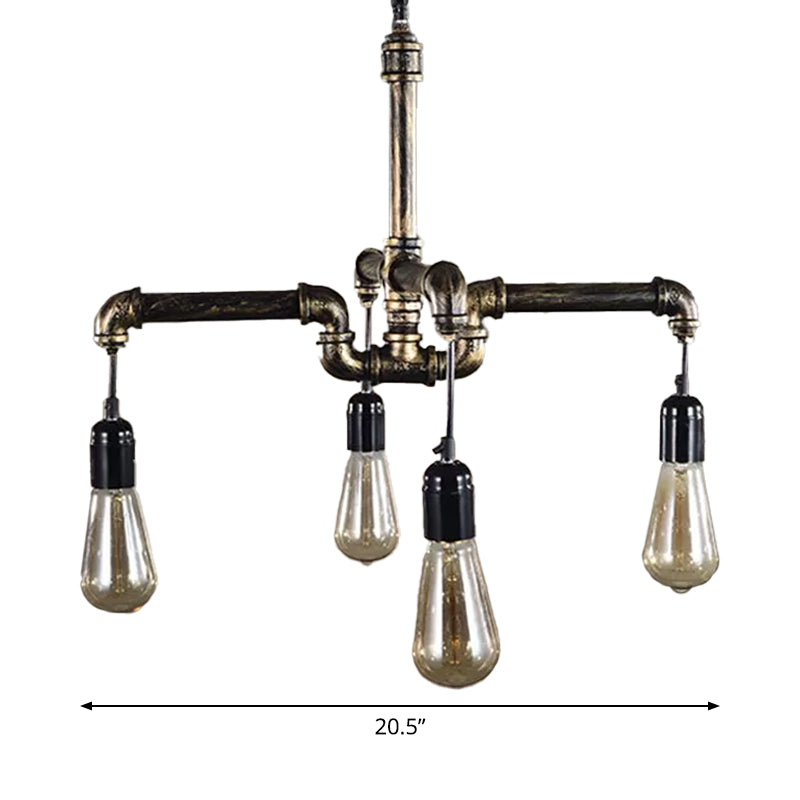 Iron Pipe Hanging Chandelier Industrial 4/6-Head Dining Table Suspension Pendant Light in Black/Bronze Clearhalo 'Cast Iron' 'Ceiling Lights' 'Chandeliers' 'Industrial Chandeliers' 'Industrial' 'Metal' 'Middle Century Chandeliers' 'Rustic Chandeliers' 'Tiffany' Lighting' 1948734