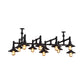 Black/Rust Saucer Shade Chandelier Steampunk Iron 5/8/11 Bulbs Living Room Piping Hanging Lamp Clearhalo 'Cast Iron' 'Ceiling Lights' 'Chandeliers' 'Industrial Chandeliers' 'Industrial' 'Metal' 'Middle Century Chandeliers' 'Rustic Chandeliers' 'Tiffany' Lighting' 1948754