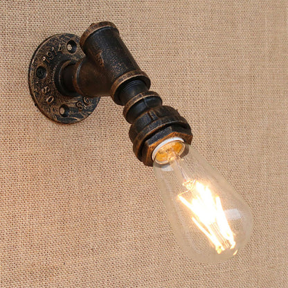Metal Bronze Wall Mount Light Naked Bulb Design Piping Single Industrial Wall Lighting Fixture Bronze D Clearhalo 'Art deco wall lights' 'Cast Iron' 'Glass' 'Industrial wall lights' 'Industrial' 'Middle century wall lights' 'Modern' 'Rustic wall lights' 'Tiffany' 'Traditional wall lights' 'Wall Lamps & Sconces' 'Wall Lights' Lighting' 1948851