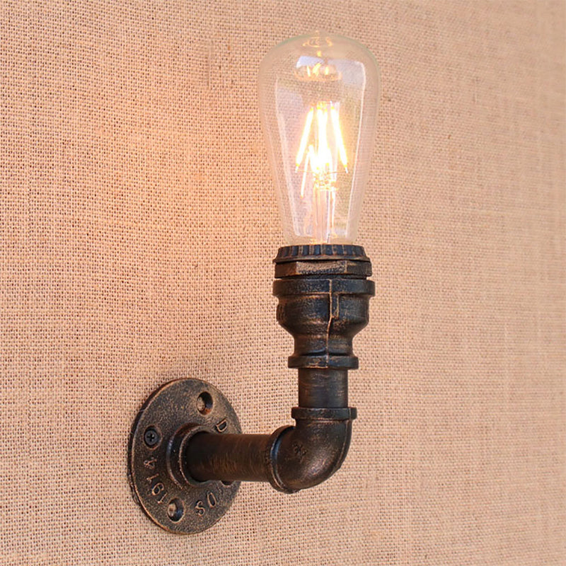 Metal Bronze Wall Mount Light Naked Bulb Design Piping Single Industrial Wall Lighting Fixture Bronze F Clearhalo 'Art deco wall lights' 'Cast Iron' 'Glass' 'Industrial wall lights' 'Industrial' 'Middle century wall lights' 'Modern' 'Rustic wall lights' 'Tiffany' 'Traditional wall lights' 'Wall Lamps & Sconces' 'Wall Lights' Lighting' 1948857