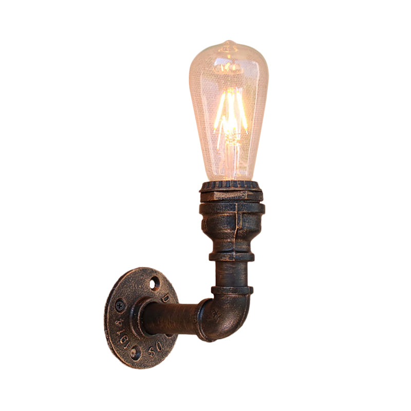 Metal Bronze Wall Mount Light Naked Bulb Design Piping Single Industrial Wall Lighting Fixture Clearhalo 'Art deco wall lights' 'Cast Iron' 'Glass' 'Industrial wall lights' 'Industrial' 'Middle century wall lights' 'Modern' 'Rustic wall lights' 'Tiffany' 'Traditional wall lights' 'Wall Lamps & Sconces' 'Wall Lights' Lighting' 1948858