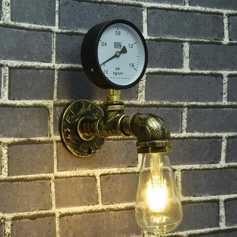 Single Metal Wall Mount Lighting Industrial Bronze Pipe Kitchen Wall Lamp with Bare Bulb Design Bronze A Clearhalo 'Art deco wall lights' 'Cast Iron' 'Glass' 'Industrial wall lights' 'Industrial' 'Middle century wall lights' 'Modern' 'Rustic wall lights' 'Tiffany' 'Traditional wall lights' 'Wall Lamps & Sconces' 'Wall Lights' Lighting' 1948872