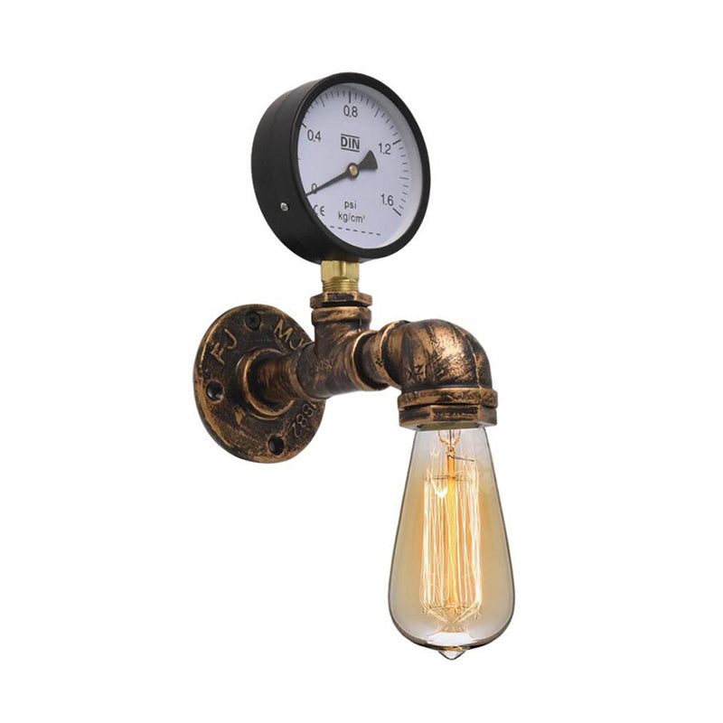 Single Metal Wall Mount Lighting Industrial Bronze Pipe Kitchen Wall Lamp with Bare Bulb Design Clearhalo 'Art deco wall lights' 'Cast Iron' 'Glass' 'Industrial wall lights' 'Industrial' 'Middle century wall lights' 'Modern' 'Rustic wall lights' 'Tiffany' 'Traditional wall lights' 'Wall Lamps & Sconces' 'Wall Lights' Lighting' 1948873