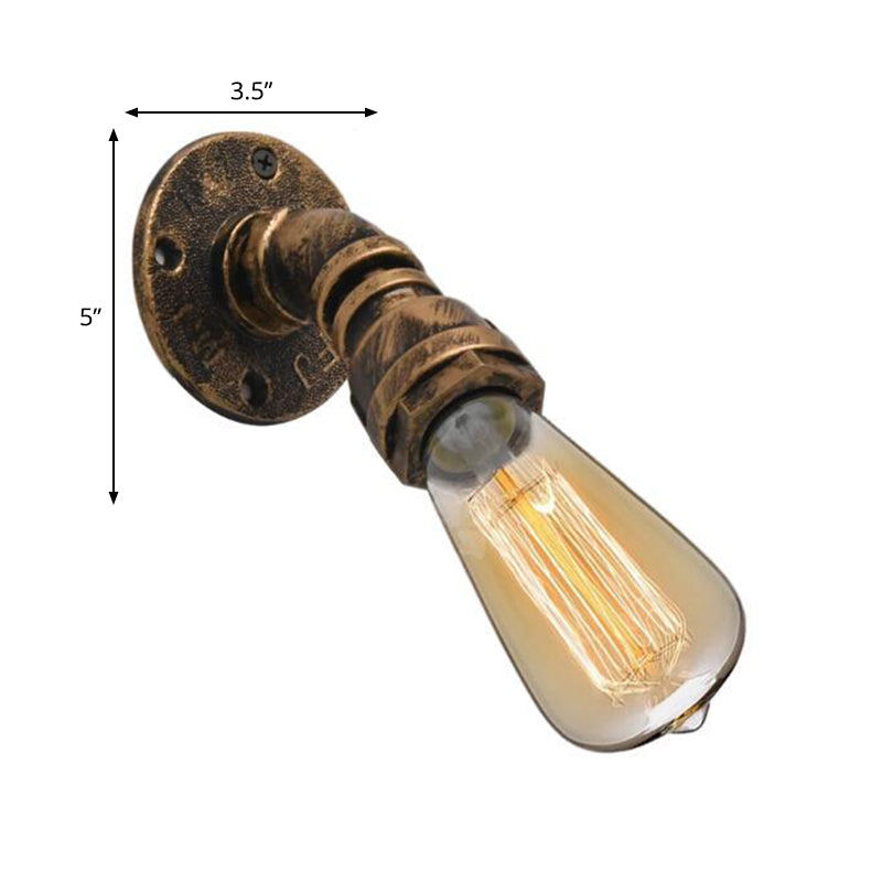 Single Metal Wall Mount Lighting Industrial Bronze Pipe Kitchen Wall Lamp with Bare Bulb Design Clearhalo 'Art deco wall lights' 'Cast Iron' 'Glass' 'Industrial wall lights' 'Industrial' 'Middle century wall lights' 'Modern' 'Rustic wall lights' 'Tiffany' 'Traditional wall lights' 'Wall Lamps & Sconces' 'Wall Lights' Lighting' 1948884