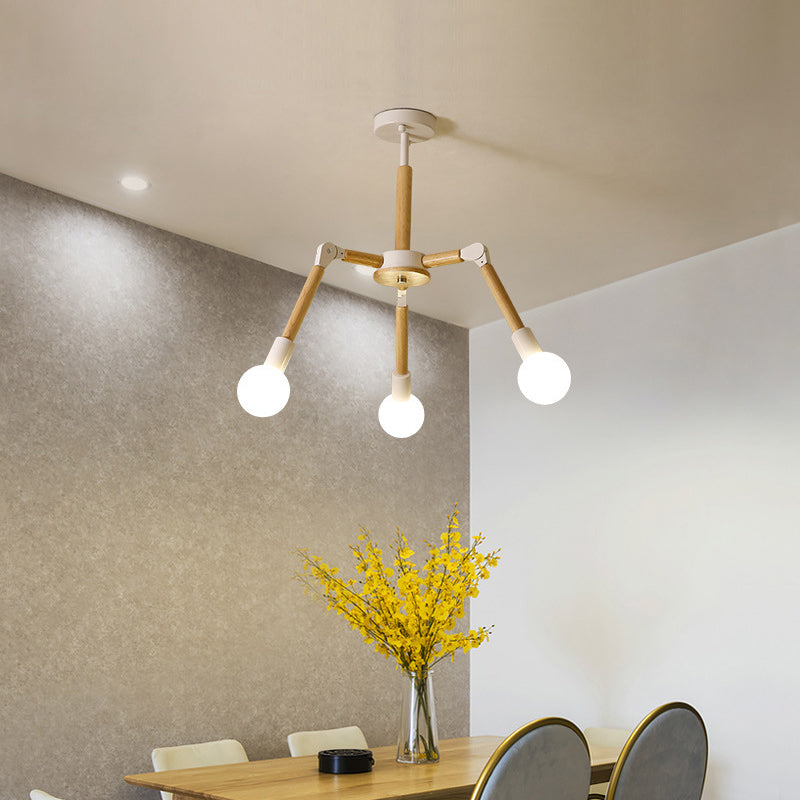 Wooden Molecular Chandelier Modern Style 3/6/9 Lights Black/White Ceiling Hang Lamp with Bare Bulb Design Clearhalo 'Carpenter Chandeliers' 'Ceiling Lights' 'Chandeliers' 'Industrial' 'Modern Chandeliers' 'Modern' Lighting' 1948933