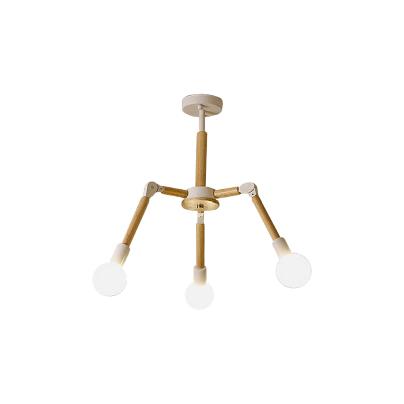 Wooden Molecular Chandelier Modern Style 3/6/9 Lights Black/White Ceiling Hang Lamp with Bare Bulb Design Clearhalo 'Carpenter Chandeliers' 'Ceiling Lights' 'Chandeliers' 'Industrial' 'Modern Chandeliers' 'Modern' Lighting' 1948934