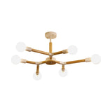 Wooden Molecular Chandelier Modern Style 3/6/9 Lights Black/White Ceiling Hang Lamp with Bare Bulb Design Clearhalo 'Carpenter Chandeliers' 'Ceiling Lights' 'Chandeliers' 'Industrial' 'Modern Chandeliers' 'Modern' Lighting' 1948940