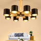 Nordic Cylindrical Ceiling Chandelier Metallic 3/6/8-Light Living Room Suspension Light in Black/White and Wood Clearhalo 'Ceiling Lights' 'Chandeliers' 'Modern Chandeliers' 'Modern' Lighting' 1948989