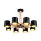 Nordic Cylindrical Ceiling Chandelier Metallic 3/6/8-Light Living Room Suspension Light in Black/White and Wood Clearhalo 'Ceiling Lights' 'Chandeliers' 'Modern Chandeliers' 'Modern' Lighting' 1948990