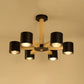 Nordic Cylindrical Ceiling Chandelier Metallic 3/6/8-Light Living Room Suspension Light in Black/White and Wood 6 Black Clearhalo 'Ceiling Lights' 'Chandeliers' 'Modern Chandeliers' 'Modern' Lighting' 1949002