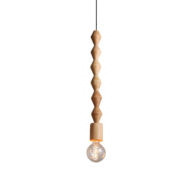 Brown Baluster Pendant Ceiling Light Simplicity 1 Head Wood Exposed Bulb Designed Hanging Lamp Kit Clearhalo 'Ceiling Lights' 'Modern Pendants' 'Modern' 'Pendant Lights' 'Pendants' Lighting' 1949057