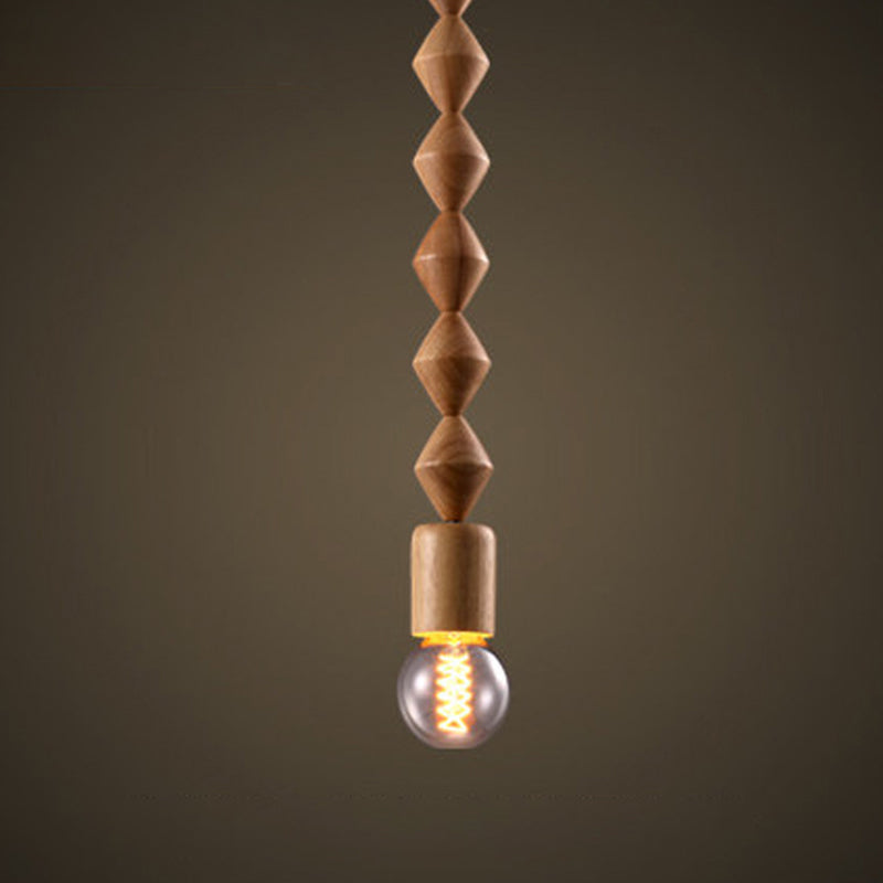 Brown Baluster Pendant Ceiling Light Simplicity 1 Head Wood Exposed Bulb Designed Hanging Lamp Kit Clearhalo 'Ceiling Lights' 'Modern Pendants' 'Modern' 'Pendant Lights' 'Pendants' Lighting' 1949058