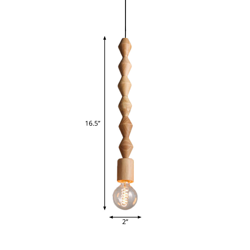 Brown Baluster Pendant Ceiling Light Simplicity 1 Head Wood Exposed Bulb Designed Hanging Lamp Kit Clearhalo 'Ceiling Lights' 'Modern Pendants' 'Modern' 'Pendant Lights' 'Pendants' Lighting' 1949059