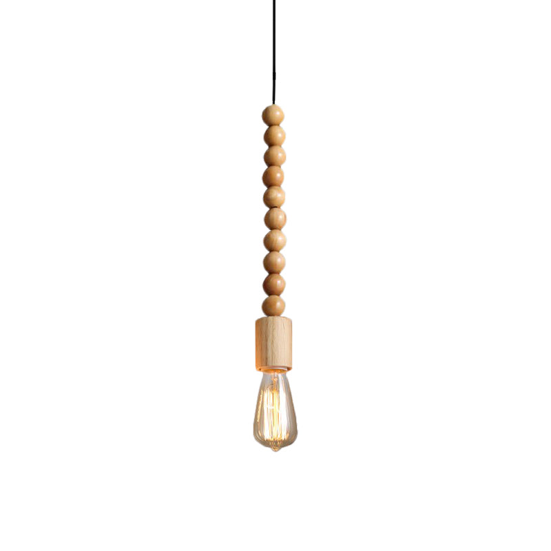 Brown Baluster Pendant Ceiling Light Simplicity 1 Head Wood Exposed Bulb Designed Hanging Lamp Kit Brown A Clearhalo 'Ceiling Lights' 'Modern Pendants' 'Modern' 'Pendant Lights' 'Pendants' Lighting' 1949066