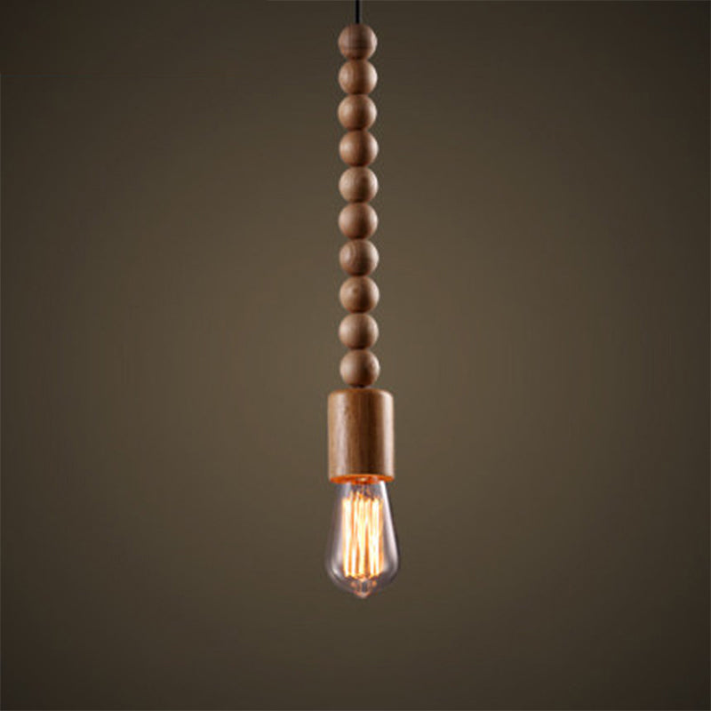 Brown Baluster Pendant Ceiling Light Simplicity 1 Head Wood Exposed Bulb Designed Hanging Lamp Kit Clearhalo 'Ceiling Lights' 'Modern Pendants' 'Modern' 'Pendant Lights' 'Pendants' Lighting' 1949067