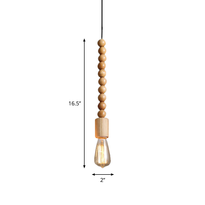 Brown Baluster Pendant Ceiling Light Simplicity 1 Head Wood Exposed Bulb Designed Hanging Lamp Kit Clearhalo 'Ceiling Lights' 'Modern Pendants' 'Modern' 'Pendant Lights' 'Pendants' Lighting' 1949068