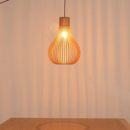 Minimalist 1-Bulb Hanging Pendant Beige Cutouts Gourd Ceiling Suspension Lamp with Wood Shade, 12"/15" W Wood Clearhalo 'Ceiling Lights' 'Modern Pendants' 'Modern' 'Pendant Lights' 'Pendants' Lighting' 1949069