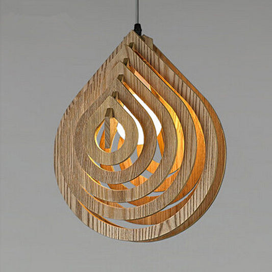 Hollowed-out Droplet Pendant Lighting Modern Wood 1-Light Bedside Down Lighting in Beige Clearhalo 'Ceiling Lights' 'Modern Pendants' 'Modern' 'Pendant Lights' 'Pendants' Lighting' 1949107