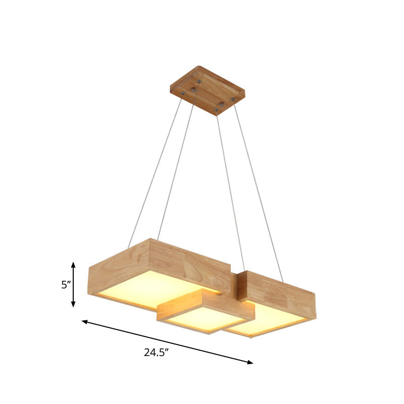 24.5"/29" W Dining Table LED Hanging Light Modern Wood Ceiling Pendant with Symmetric Acrylic Shade, Warm/White Light Clearhalo 'Ceiling Lights' 'Modern Pendants' 'Modern' 'Pendant Lights' 'Pendants' Lighting' 1949149