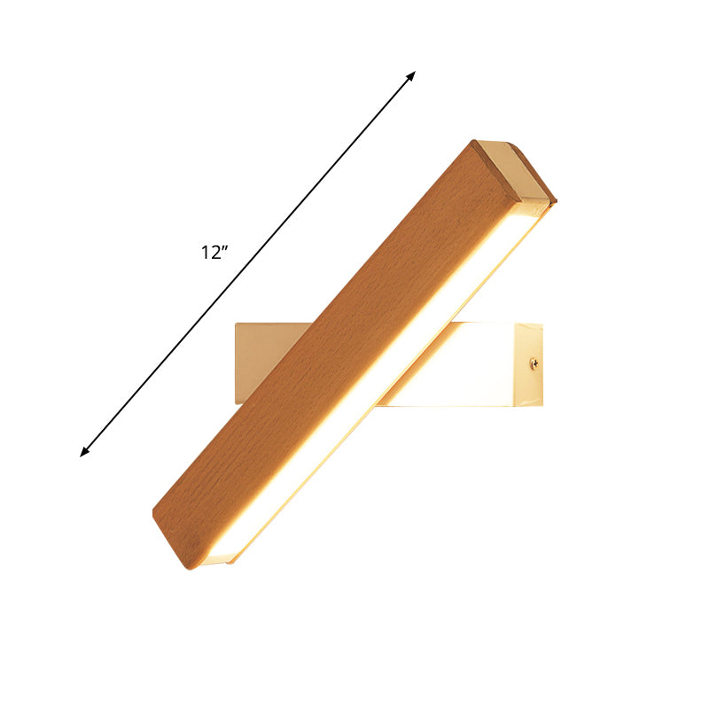 Rectangle Rotating Wall Lamp Minimalist Wood Bedside LED Wall Mount Light Fixture, 8.5"/12" W Clearhalo 'Modern wall lights' 'Modern' 'Wall Lamps & Sconces' 'Wall Lights' Lighting' 1949173