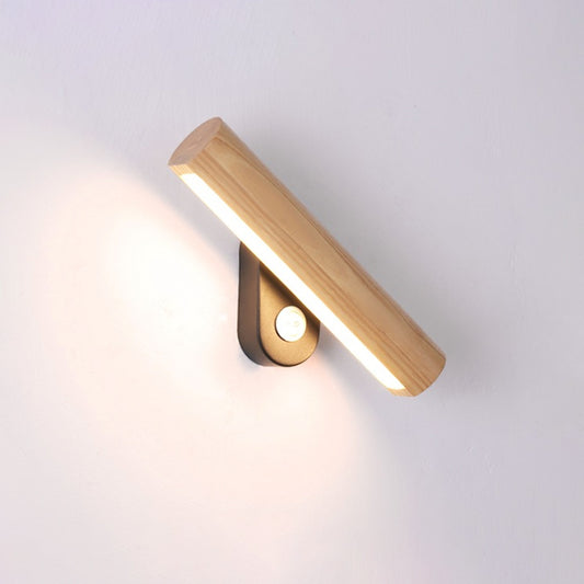 Rotatable Tube Bedside Wall Mount Light Wood 8.5"/12.5" Wide LED Simple Wall Lamp Fixture in Warm/White Light Clearhalo 'Modern wall lights' 'Modern' 'Wall Lamps & Sconces' 'Wall Lights' Lighting' 1949177