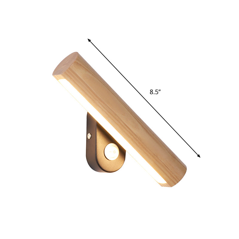 Rotatable Tube Bedside Wall Mount Light Wood 8.5"/12.5" Wide LED Simple Wall Lamp Fixture in Warm/White Light Clearhalo 'Modern wall lights' 'Modern' 'Wall Lamps & Sconces' 'Wall Lights' Lighting' 1949178