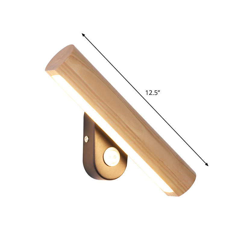 Rotatable Tube Bedside Wall Mount Light Wood 8.5"/12.5" Wide LED Simple Wall Lamp Fixture in Warm/White Light Clearhalo 'Modern wall lights' 'Modern' 'Wall Lamps & Sconces' 'Wall Lights' Lighting' 1949179