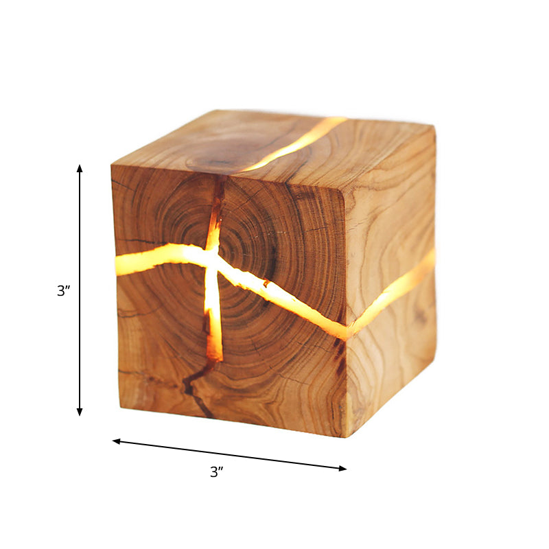 Cube Crack Wood Flush Wall Light Creative Nordic Integrated LED Beige Wall Mounted Lamp Clearhalo 'Modern wall lights' 'Modern' 'Wall Lamps & Sconces' 'Wall Lights' Lighting' 1949184