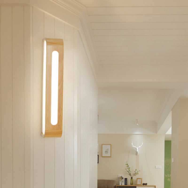 Rectangular Flush Mount Wall Sconce Nordic Acrylic 12"/19.5"/23.5" Wide LED Bathroom Vanity Wall Light in Wood Clearhalo 'Modern wall lights' 'Modern' 'Vanity Lights' 'Wall Lights' Lighting' 1949193