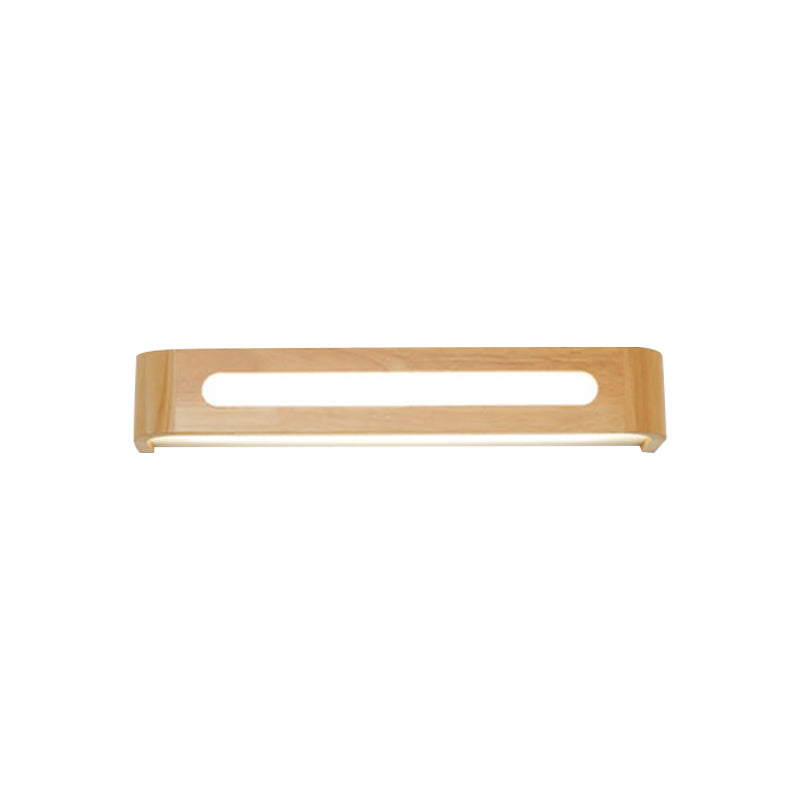Rectangular Flush Mount Wall Sconce Nordic Acrylic 12"/19.5"/23.5" Wide LED Bathroom Vanity Wall Light in Wood Clearhalo 'Modern wall lights' 'Modern' 'Vanity Lights' 'Wall Lights' Lighting' 1949194