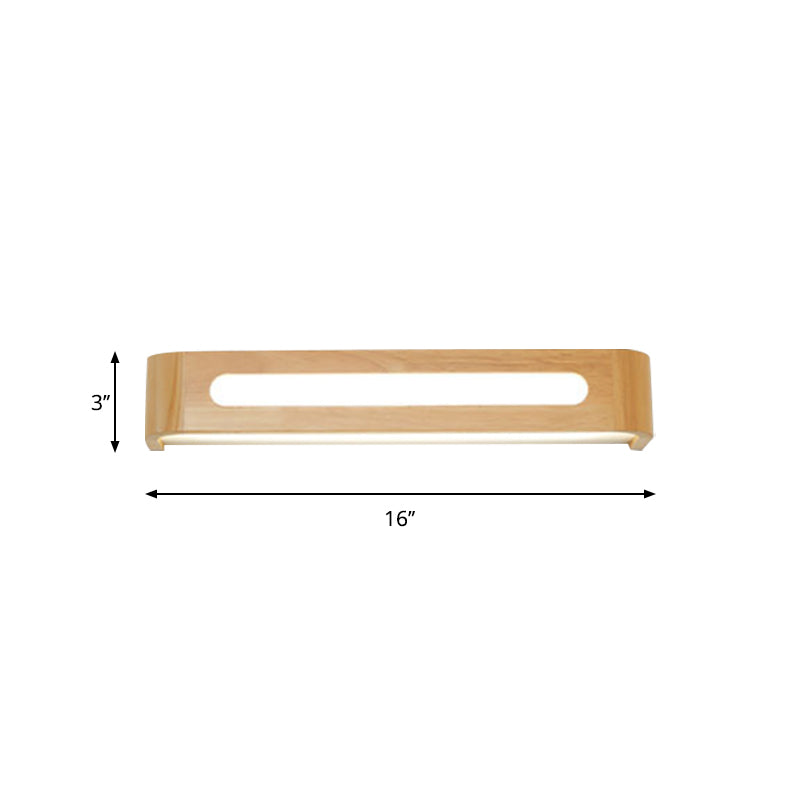 Rectangular Flush Mount Wall Sconce Nordic Acrylic 12"/19.5"/23.5" Wide LED Bathroom Vanity Wall Light in Wood Clearhalo 'Modern wall lights' 'Modern' 'Vanity Lights' 'Wall Lights' Lighting' 1949195