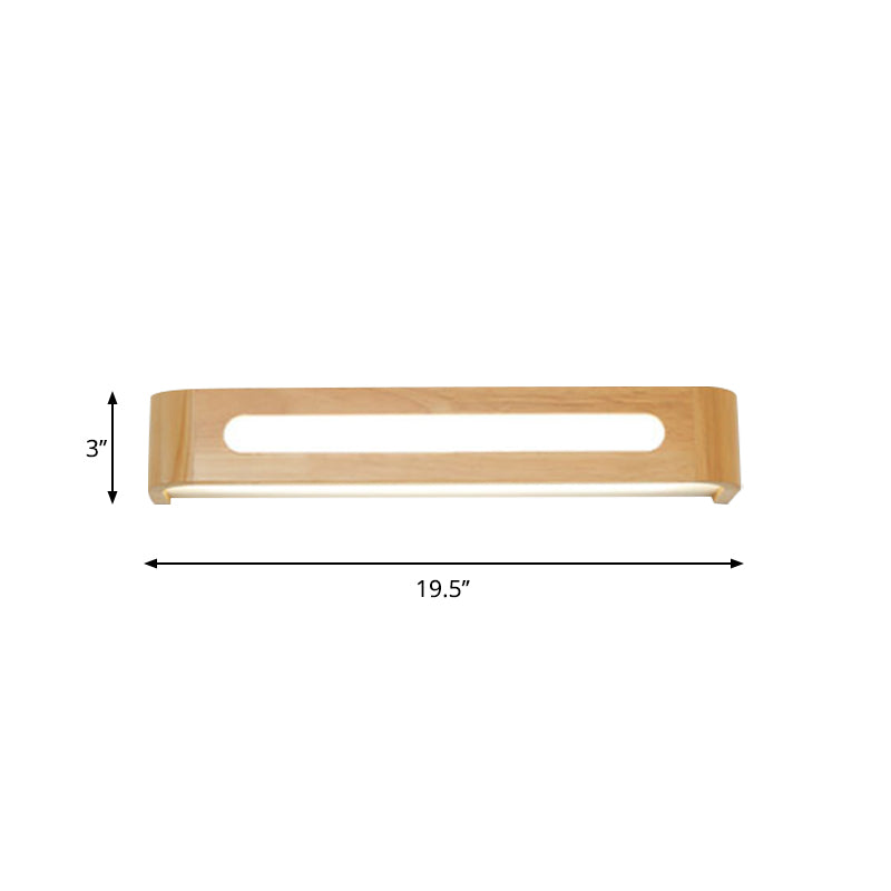 Rectangular Flush Mount Wall Sconce Nordic Acrylic 12"/19.5"/23.5" Wide LED Bathroom Vanity Wall Light in Wood Clearhalo 'Modern wall lights' 'Modern' 'Vanity Lights' 'Wall Lights' Lighting' 1949196
