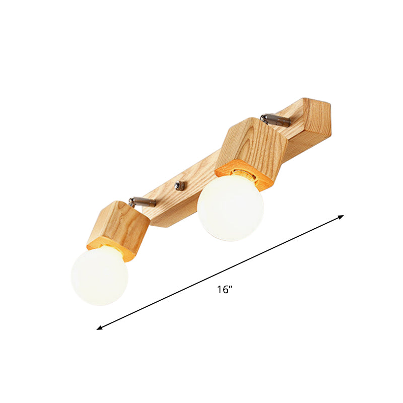 Wood Bare Bulb Design Vanity Lamp Nordic 2/4/5 Bulbs Beige Adjustable Wall Mount Light Fixture Clearhalo 'Modern wall lights' 'Modern' 'Vanity Lights' 'Wall Lights' Lighting' 1949228