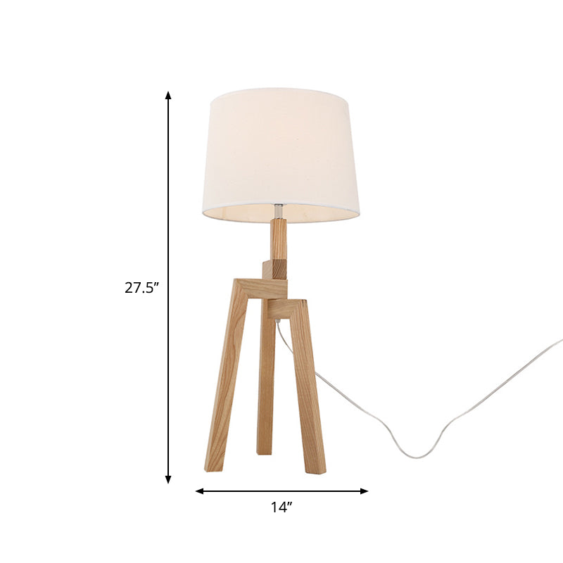 Tri-Leg Wooden Table Lamp Contemporary 1 Bulb Beige Nightstand Light with Empire Shade Clearhalo 'Lamps' 'Table Lamps' Lighting' 1949248