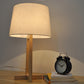 Drum Night Table Light Minimalism Fabric 1-Head Wood 2-Legged Nightstand Lamp for Kids Room Clearhalo 'Lamps' 'Table Lamps' Lighting' 1949261