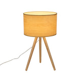 1 Bulb Bedside Table Lamp Minimalist Wood Tripod Night Light with Column Fabric Shade Clearhalo 'Lamps' 'Table Lamps' Lighting' 1949268