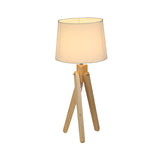 White Tapered Shade Night Lamp Nordic 1 Head Fabric Table Lighting with Wood Telescope Stand Clearhalo 'Lamps' 'Table Lamps' Lighting' 1949278