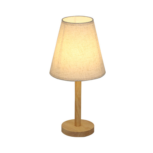 Fabric Tapered Shade Night Lamp Simplicity 1 Head Wood Table Lighting for Living Room Clearhalo 'Lamps' 'Table Lamps' Lighting' 1949303