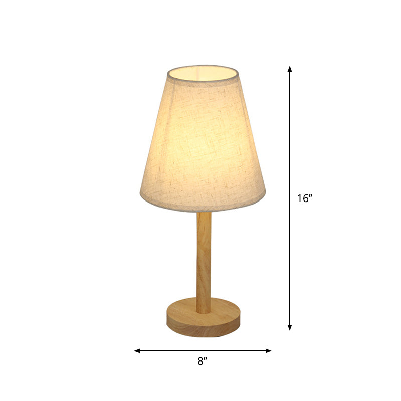 Fabric Tapered Shade Night Lamp Simplicity 1 Head Wood Table Lighting for Living Room Clearhalo 'Lamps' 'Table Lamps' Lighting' 1949304
