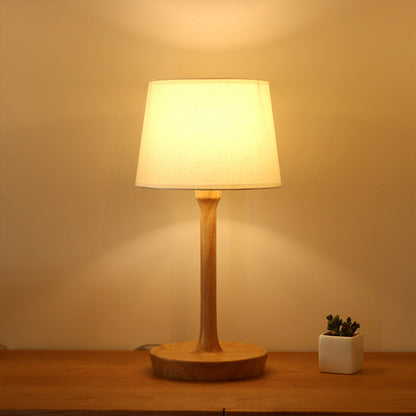 Fabric Empire Shade Night Stand Lamp Simple Style 1 Bulb Wood Table Lighting for Living Room Wood Clearhalo 'Lamps' 'Table Lamps' Lighting' 1949312