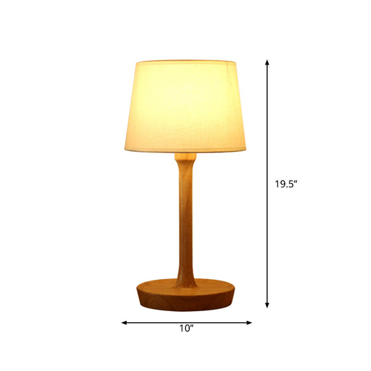 Fabric Empire Shade Night Stand Lamp Simple Style 1 Bulb Wood Table Lighting for Living Room Clearhalo 'Lamps' 'Table Lamps' Lighting' 1949316