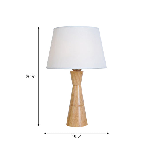 Empire Shade Night Lamp Nordic Fabric 1-Light Wood Table Lighting with Funnel Shaped Base Clearhalo 'Lamps' 'Table Lamps' Lighting' 1949358