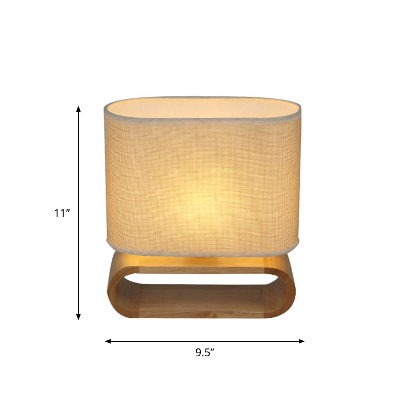 Wood Oval Nightstand Lamp Minimalism Single Fabric Table Light for Children Bedroom Clearhalo 'Lamps' 'Table Lamps' Lighting' 1949363