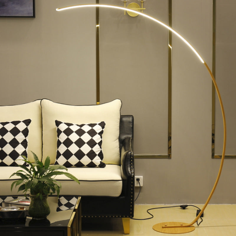 Minimalistic Bow Floor Lighting Metallic Living Room LED Reading Floor Lamp in Black/Beige Clearhalo 'Floor Lamps' 'Lamps' Lighting' 1949365
